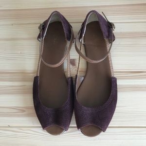 Beautiful Suede Flat Sandals - Size 7.5 (36 Br)